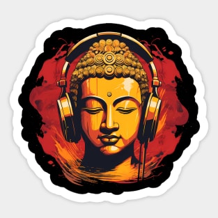 Buddha Beats - Buddha with headphones on Sticker